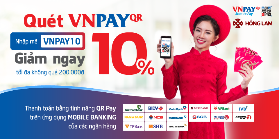 Giảm ngay 10% khi thanh toán qua QR Pay