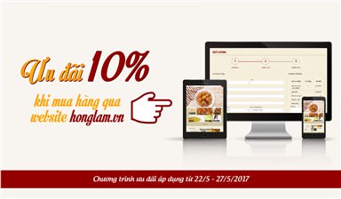 Hồng Lam giảm giá 10% khi đặt hàng trên website từ ngày 22/05/2017 đến 27/05/2017